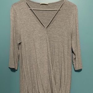 Gray 3/4 Sleeve Wrap Shirt